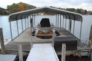 Dock , Boat lift and metal roof